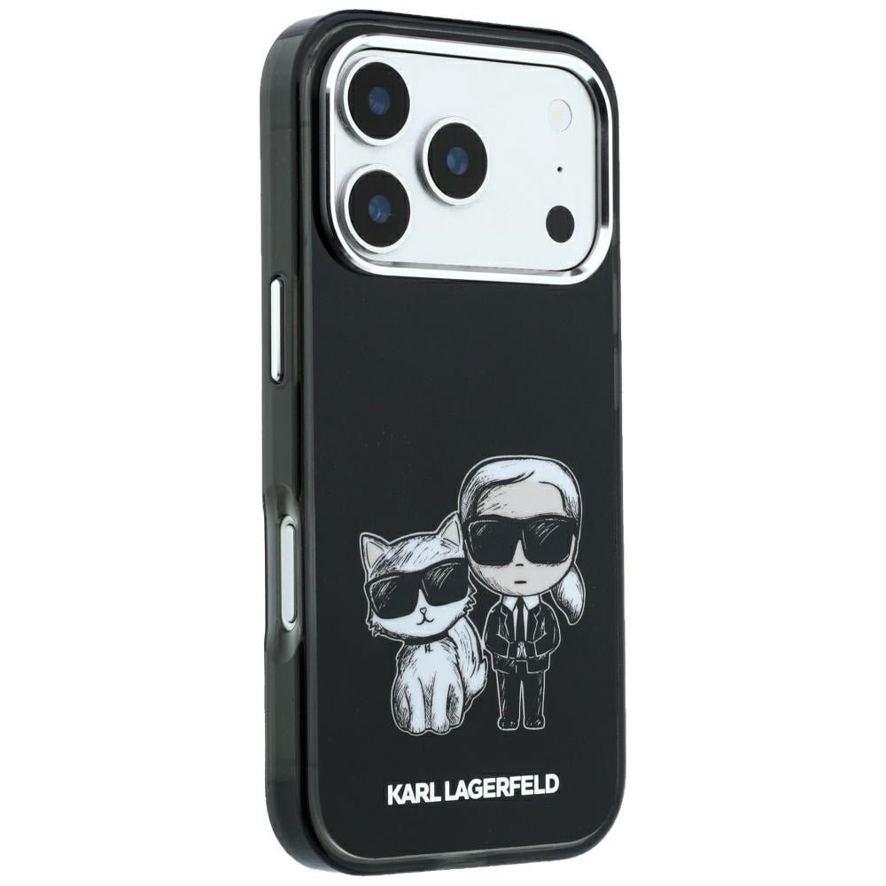 Karl Lagerfeld iPhone 17 Pro / iPhone 18 Pro - Σκληρή Θήκη με Πλαίσιο Σιλικόνης - Smooth Karl & Choupette Bodies Sketch MagSafe - Black