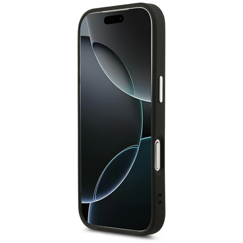 Karl Lagerfeld iPhone 17 Pro Max / iPhone 18 Pro Max - Σκληρή Θήκη με Επένδυση Οικολογικού Δέρματος - Embossed Open Ring RSG Logo MagSafe - Black