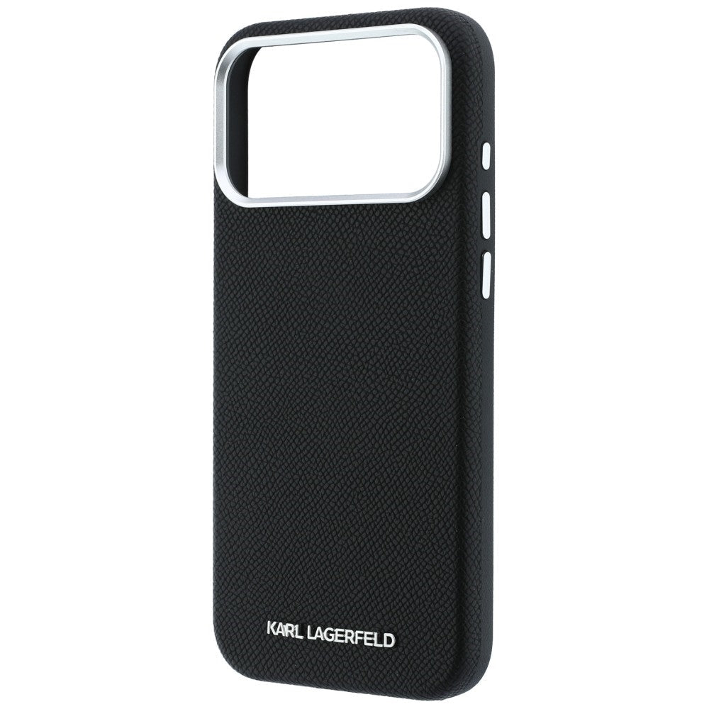 Karl Lagerfeld iPhone 17 Pro Max / iPhone 18 Pro Max - Σκληρή Θήκη με Επένδυση Οικολογικού Δέρματος - Grained Elongated Logo MagSafe - Black