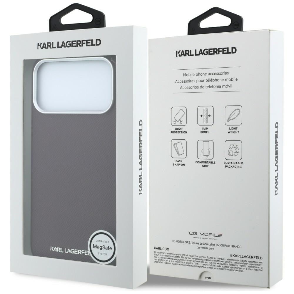 Karl Lagerfeld iPhone 17 Pro Max / iPhone 18 Pro Max - Σκληρή Θήκη με Επένδυση Οικολογικού Δέρματος - Grained Elongated Logo MagSafe - Burgundy