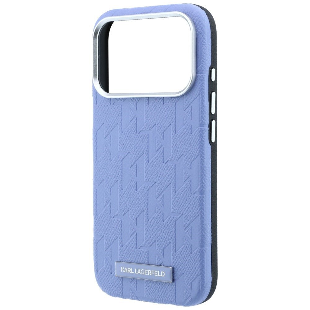 Karl Lagerfeld iPhone 17 Pro Max / iPhone 18 Pro Max - Σκληρή Θήκη με Επένδυση Οικολογικού Δέρματος - Grained Mono Resin Logo MagSafe - Light Blue