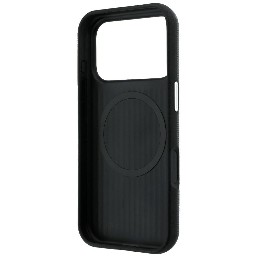 Karl Lagerfeld iPhone 17 Pro Max / iPhone 18 Pro Max - Σκληρή Θήκη με Επένδυση Συνθετικού Δέρματος και Πλαίσιο Σιλικόνης - Saffiano Small Script Metal Logo MagSafe - Black