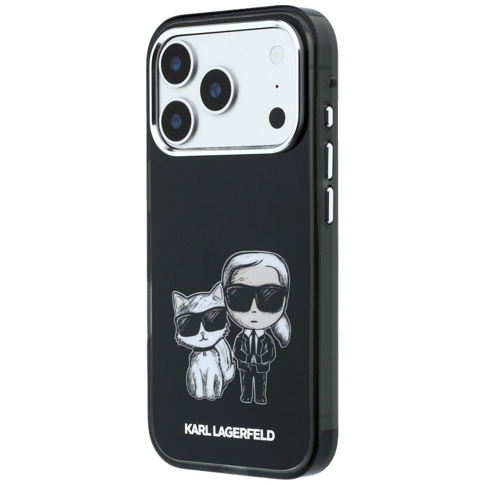 Karl Lagerfeld iPhone 17 Pro Max / iPhone 18 Pro Max - Σκληρή Θήκη με Πλαίσιο Σιλικόνης - IML Karl and Choupette Bodies Sketch Print MagSafe - Black