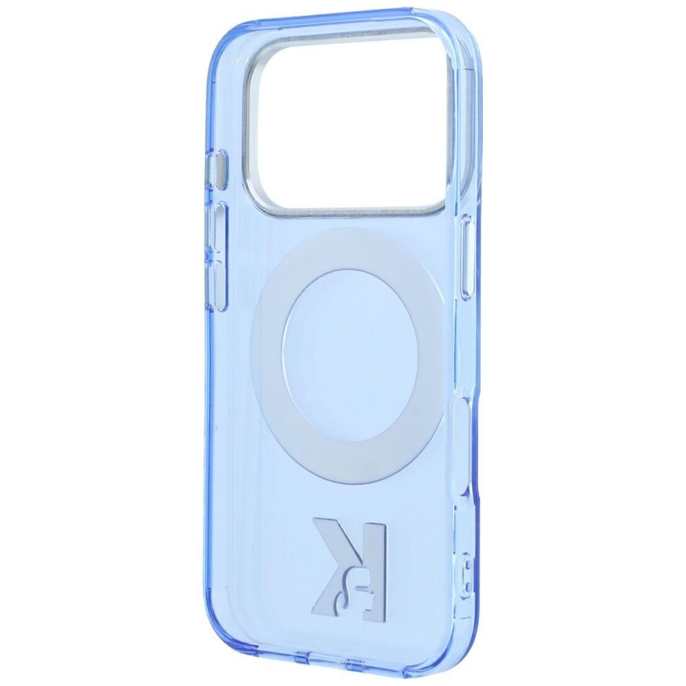 Karl Lagerfeld iPhone 17 Pro Max / iPhone 18 Pro Max - Σκληρή Θήκη με Πλαίσιο Σιλικόνης και Δαχτυλίδι Συγκράτησης - IML Ring Stand 360 Kameo Metal MagSafe - Blue