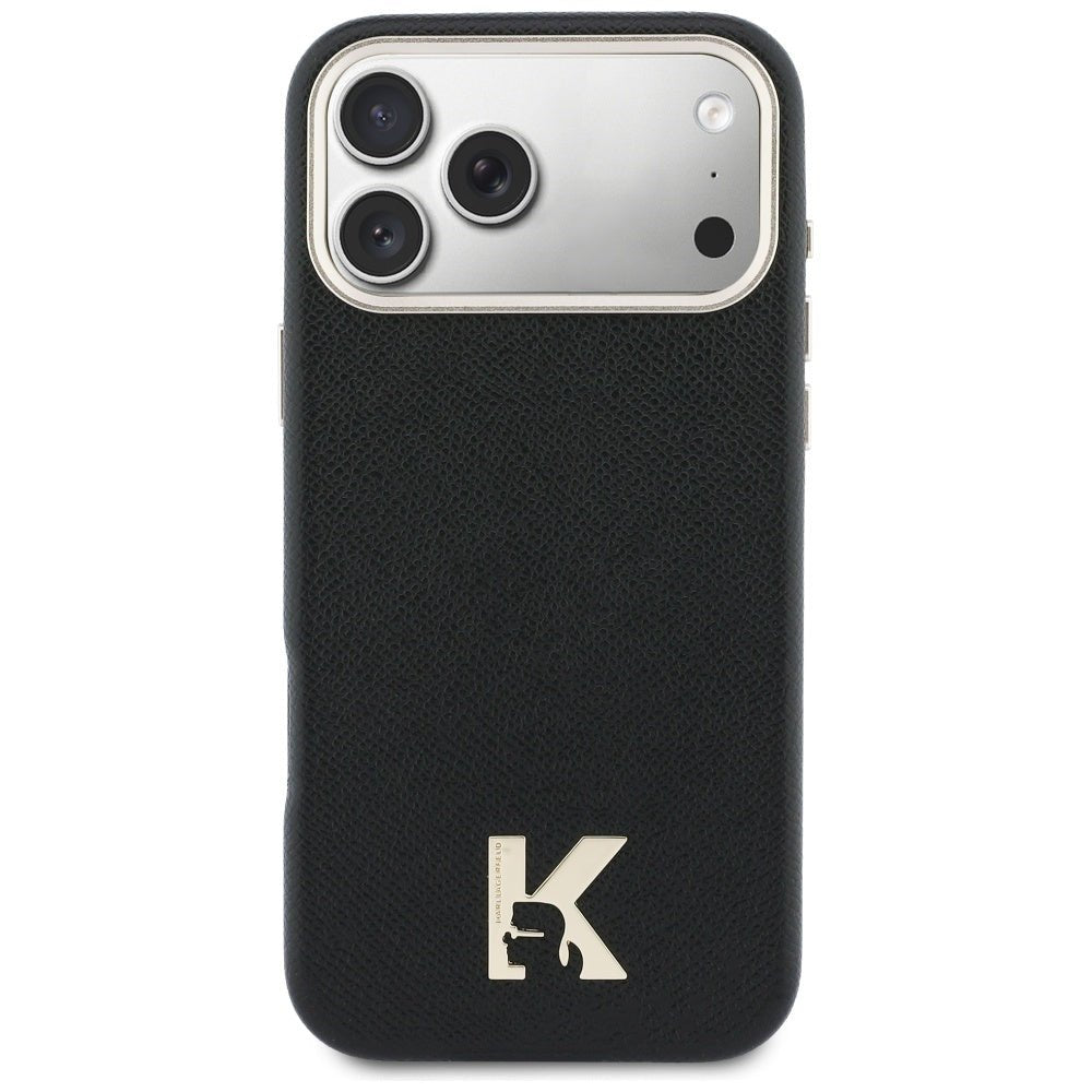 Karl Lagerfeld iPhone 17 Pro Max - Σκληρή Θήκη με Επένδυση Οικολογικού Δέρματος και MagSafe - Karl Head Logo - Black