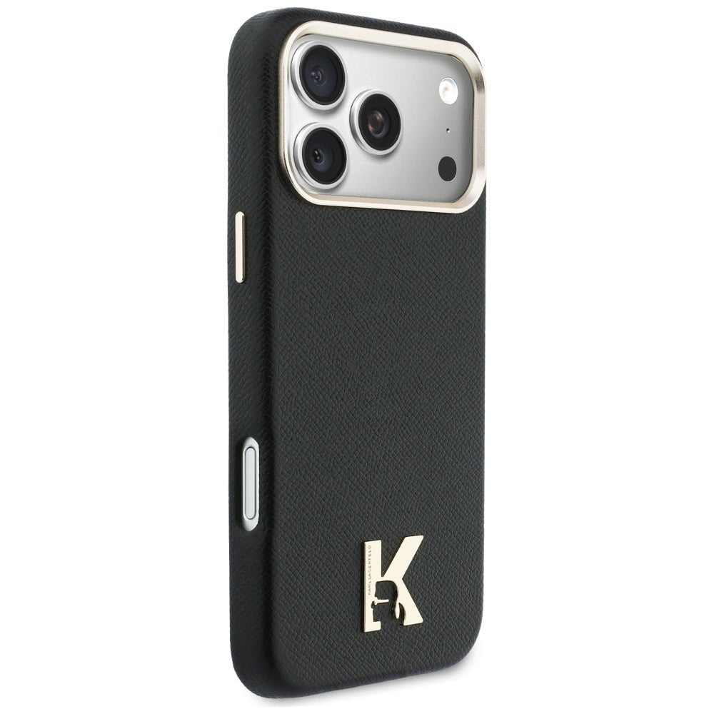 Karl Lagerfeld iPhone 17 Pro Max - Σκληρή Θήκη με Επένδυση Οικολογικού Δέρματος και MagSafe - Karl Head Logo - Black