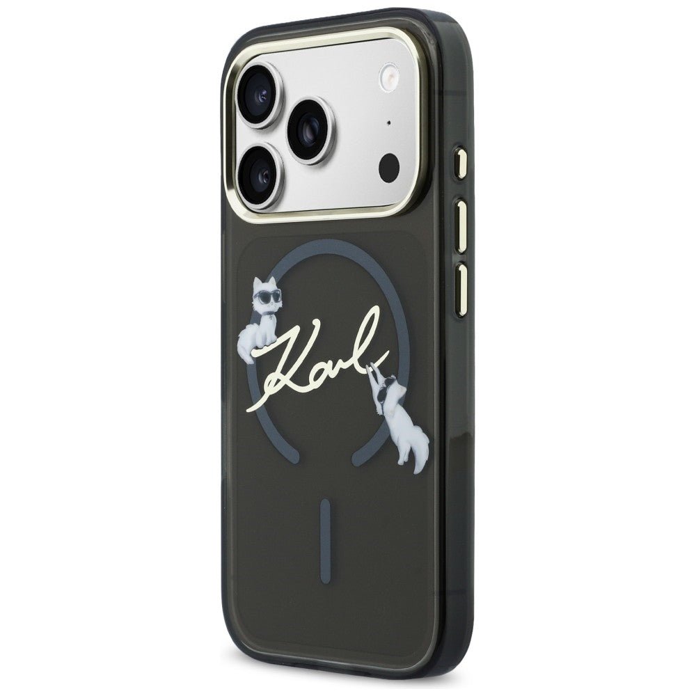 Karl Lagerfeld iPhone 17 Pro Max - Σκληρή Θήκη με Πλαίσιο Σιλικόνης - IML Choupettes Karl Script Logo MagSafe - Black