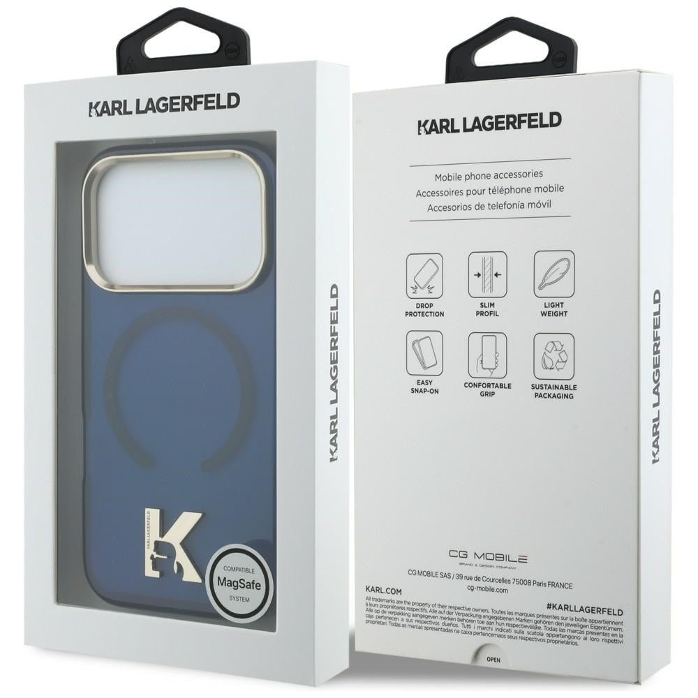 Karl Lagerfeld iPhone 17 Pro Max - Σκληρή Θήκη με Πλαίσιο Σιλικόνης - IML K Head Logo MagSafe - Blue