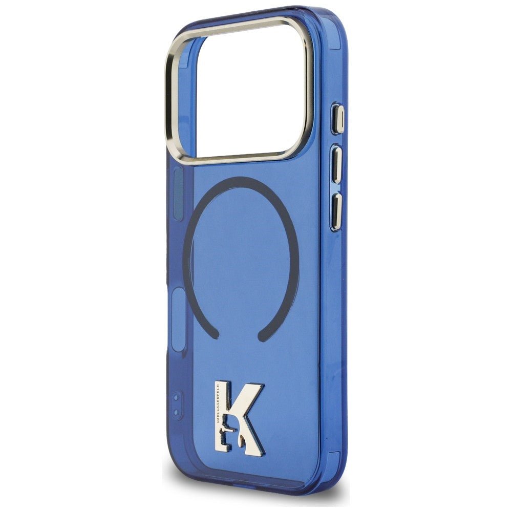 Karl Lagerfeld iPhone 17 Pro Max - Σκληρή Θήκη με Πλαίσιο Σιλικόνης - IML K Head Logo MagSafe - Blue