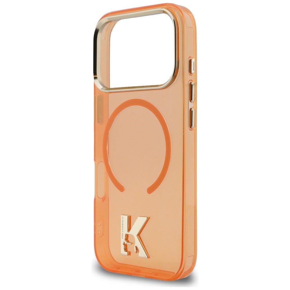 Karl Lagerfeld iPhone 17 Pro Max - Σκληρή Θήκη με Πλαίσιο Σιλικόνης - IML K Head Logo MagSafe - Orange