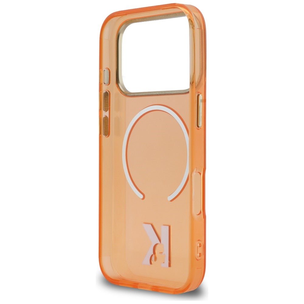 Karl Lagerfeld iPhone 17 Pro Max - Σκληρή Θήκη με Πλαίσιο Σιλικόνης - IML K Head Logo MagSafe - Orange