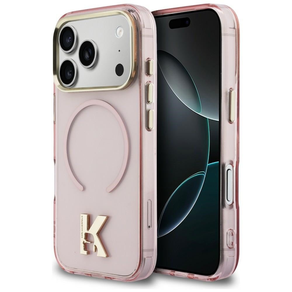 Karl Lagerfeld iPhone 17 Pro Max - Σκληρή Θήκη με Πλαίσιο Σιλικόνης - IML K Head Logo MagSafe - Pink