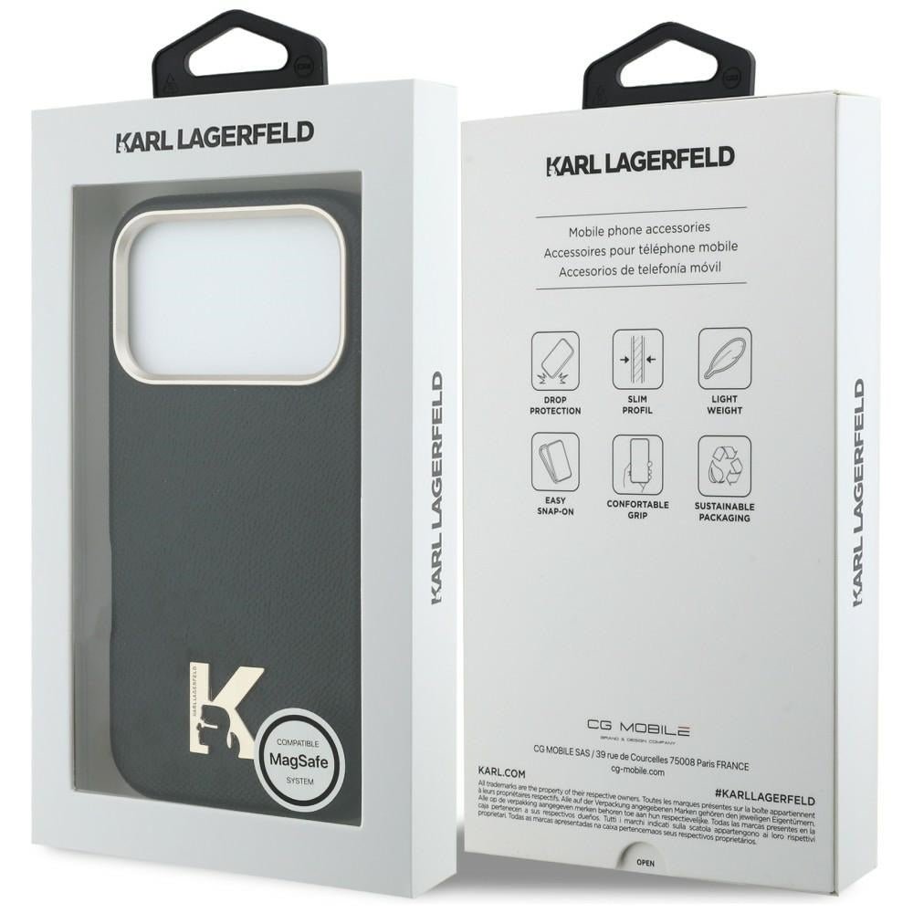 Karl Lagerfeld iPhone 17 Pro - Σκληρή Θήκη με Επένδυση Οικολογικού Δέρματος και MagSafe - Karl Head Logo - Black