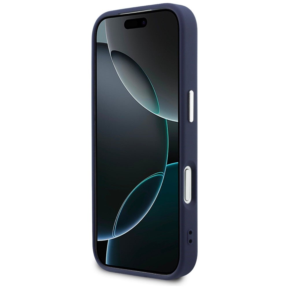 Karl Lagerfeld iPhone 17 Pro - Σκληρή Θήκη με Επένδυση Οικολογικού Δέρματος - Karl RSG Logo MagSafe - Blue