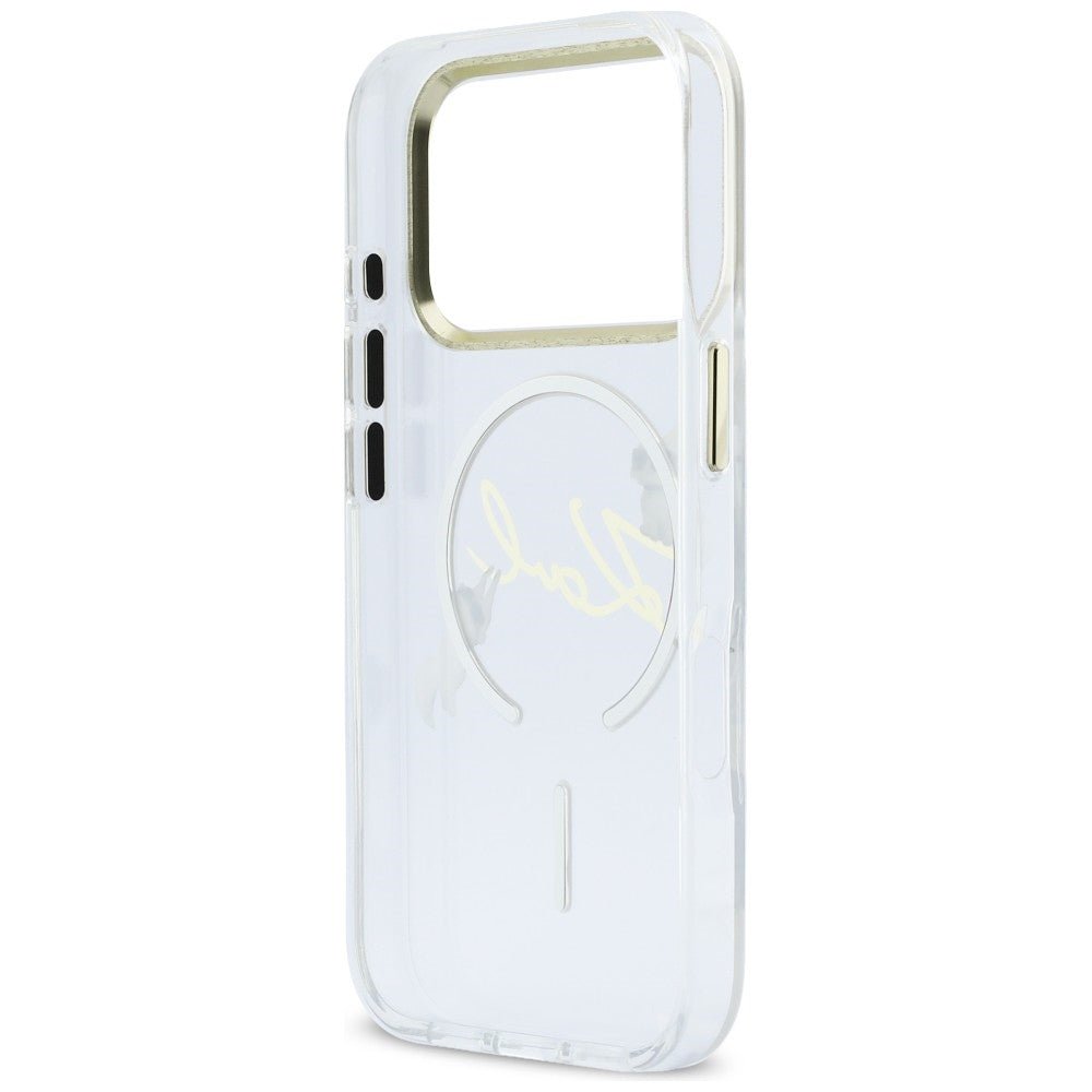 Karl Lagerfeld iPhone 17 Pro - Σκληρή Θήκη με Πλαίσιο Σιλικόνης - IML Choupettes Karl Script Logo MagSafe - Clear