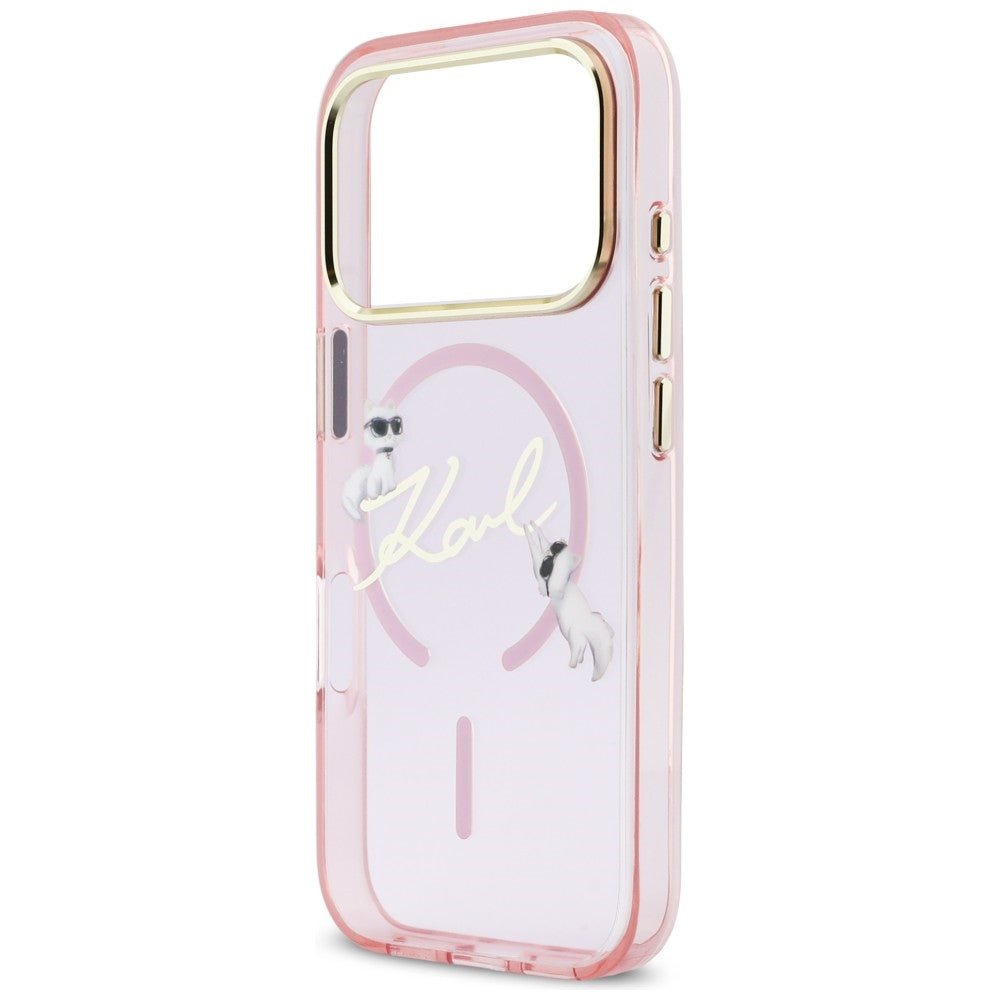 Karl Lagerfeld iPhone 17 Pro - Σκληρή Θήκη με Πλαίσιο Σιλικόνης - IML Choupettes Karl Script Logo MagSafe - Pink