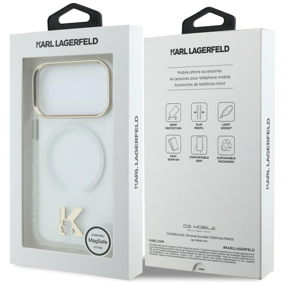Karl Lagerfeld iPhone 17 Pro - Σκληρή Θήκη με Πλαίσιο Σιλικόνης - IML K Head Logo MagSafe - Clear