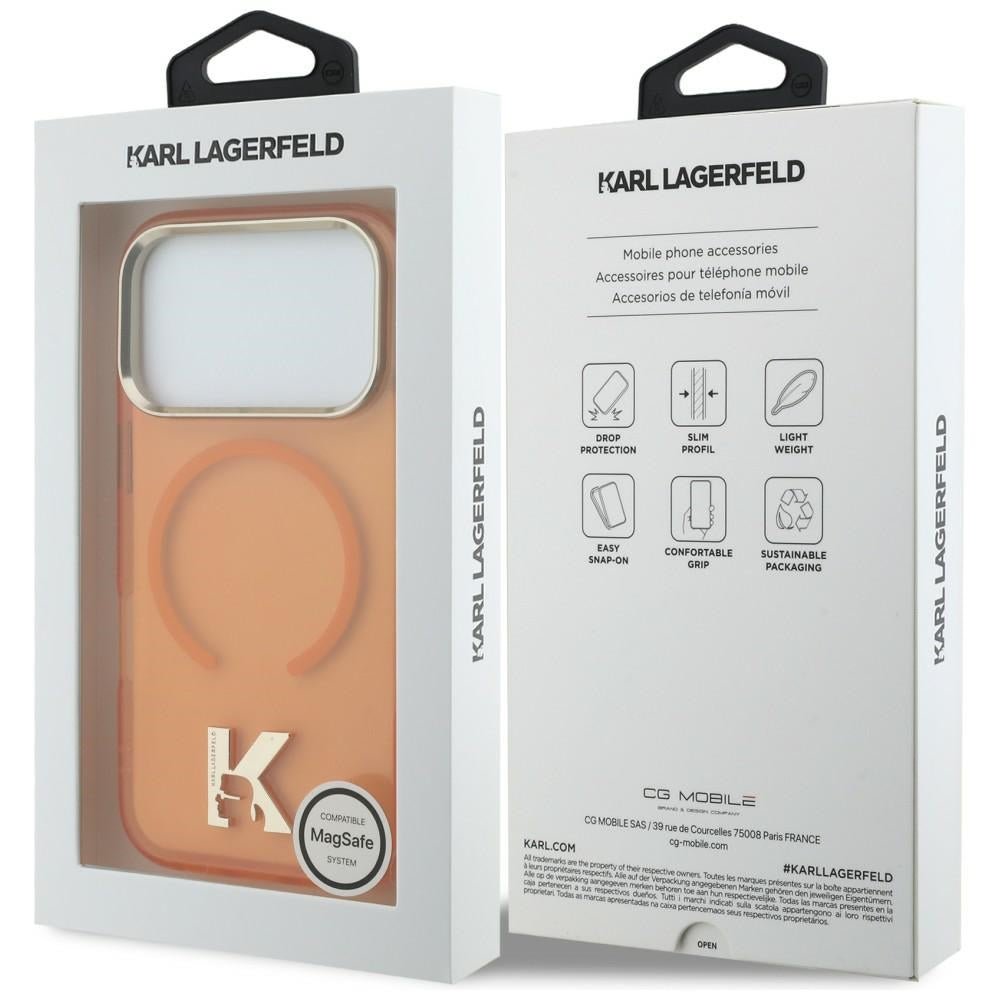 Karl Lagerfeld iPhone 17 Pro - Σκληρή Θήκη με Πλαίσιο Σιλικόνης - IML K Head Logo MagSafe - Orange