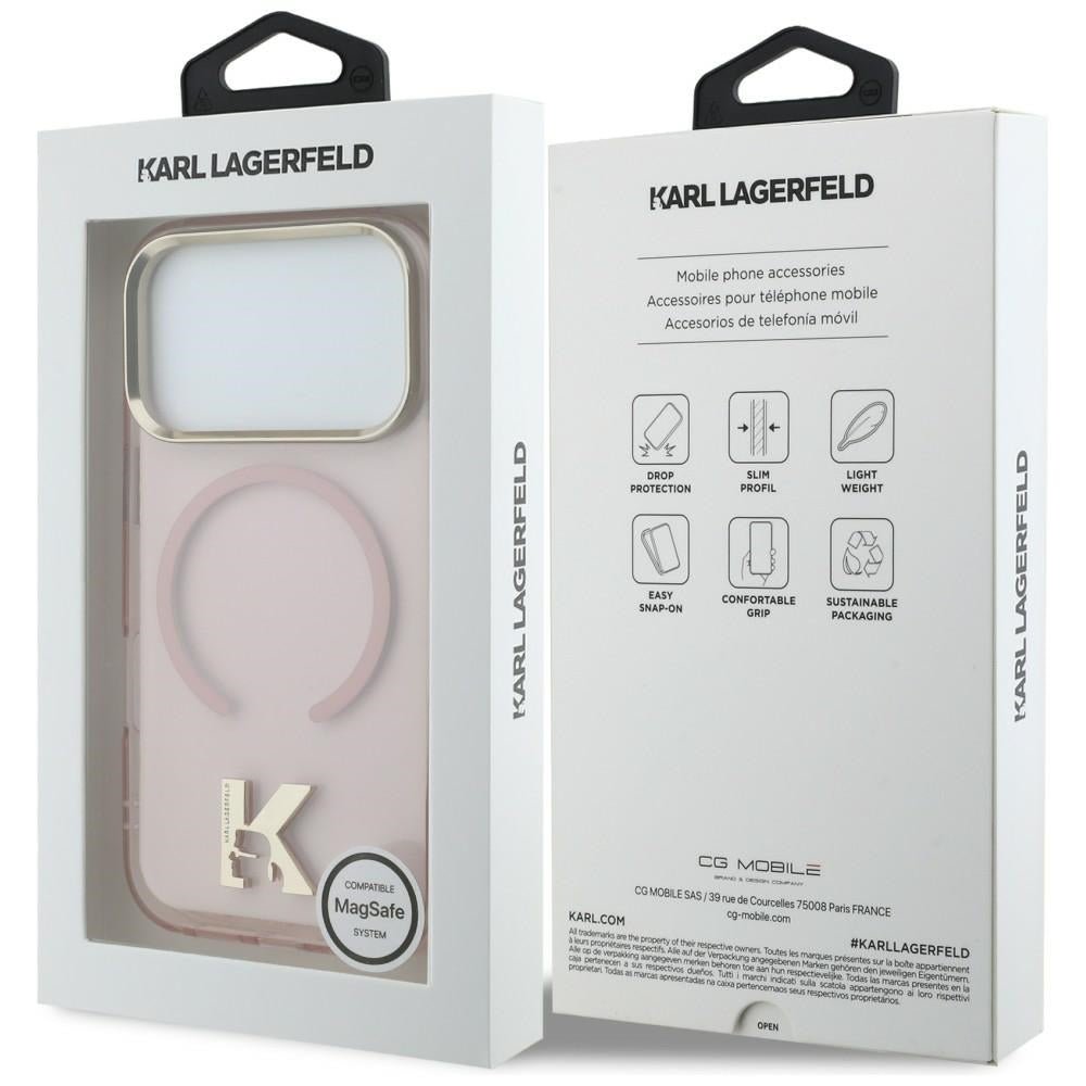 Karl Lagerfeld iPhone 17 Pro - Σκληρή Θήκη με Πλαίσιο Σιλικόνης - IML K Head Logo MagSafe - Pink