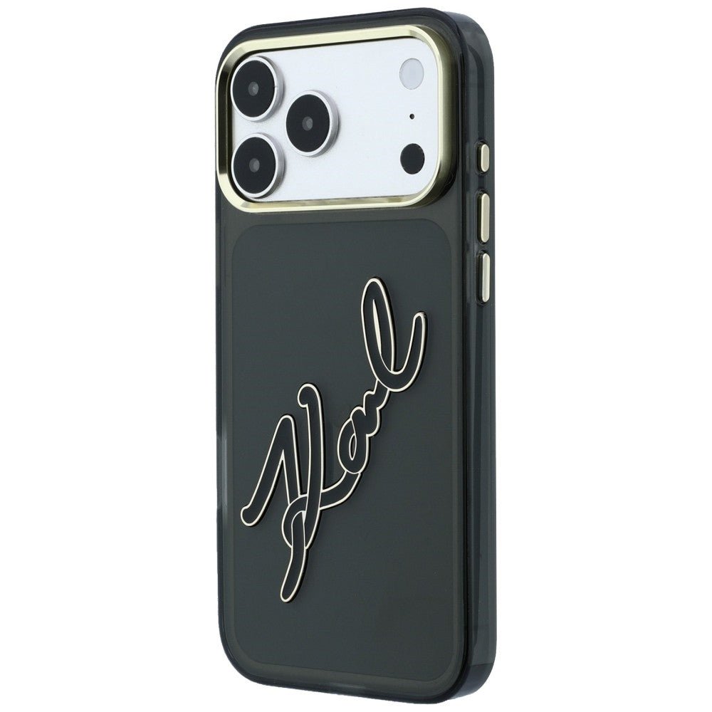 Karl Lagerfeld iPhone 18 Pro / iPhone 17 Pro - Σκληρή Θήκη με Πλαίσιο Σιλικόνης - IML Big Signature Resin Metal Frame - Black