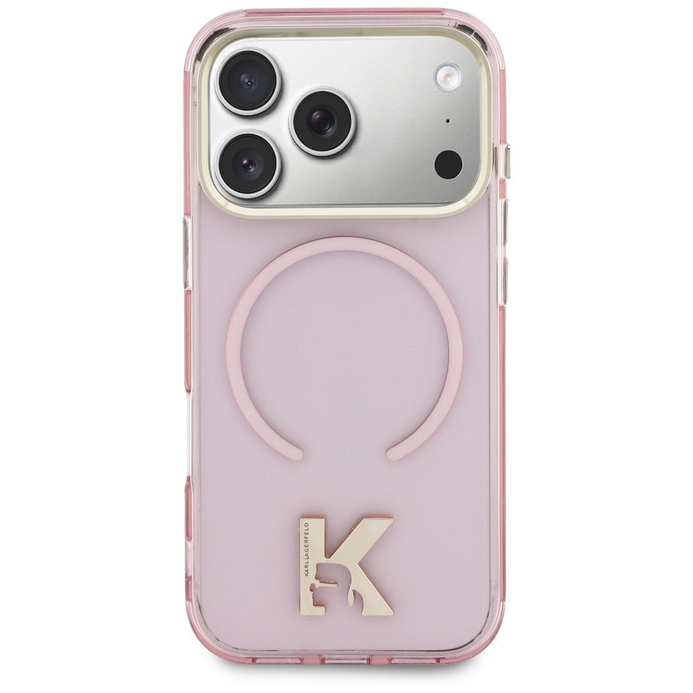 Karl Lagerfeld iPhone 18 Pro / iPhone 17 Pro - Σκληρή Θήκη με Πλαίσιο Σιλικόνης και MagSafe - IML K Head - Pink