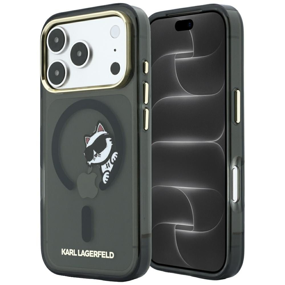 Karl Lagerfeld iPhone 18 Pro / iPhone 17 Pro - Σκληρή Θήκη με Πλαίσιο Σιλικόνης και MagSafe - Peekaboo Logo - Black
