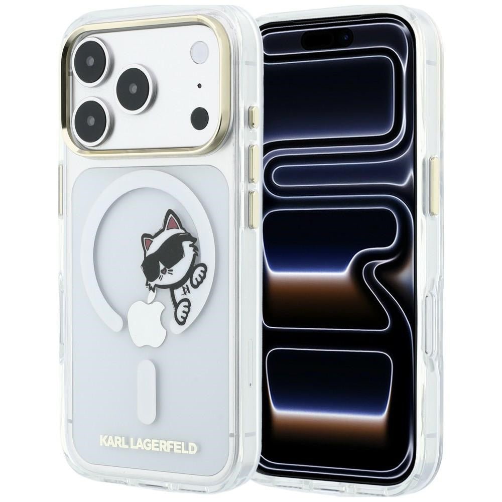Karl Lagerfeld iPhone 18 Pro / iPhone 17 Pro - Σκληρή Θήκη με Πλαίσιο Σιλικόνης και MagSafe - Peekaboo Logo - Clear