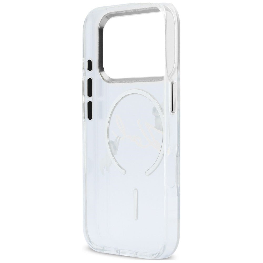 Karl Lagerfeld iPhone 18 Pro / iPhone 17 Pro - Σκληρή Θήκη με Πλαίσιο Σιλικόνης και MagSafe - Script Logo - Clear