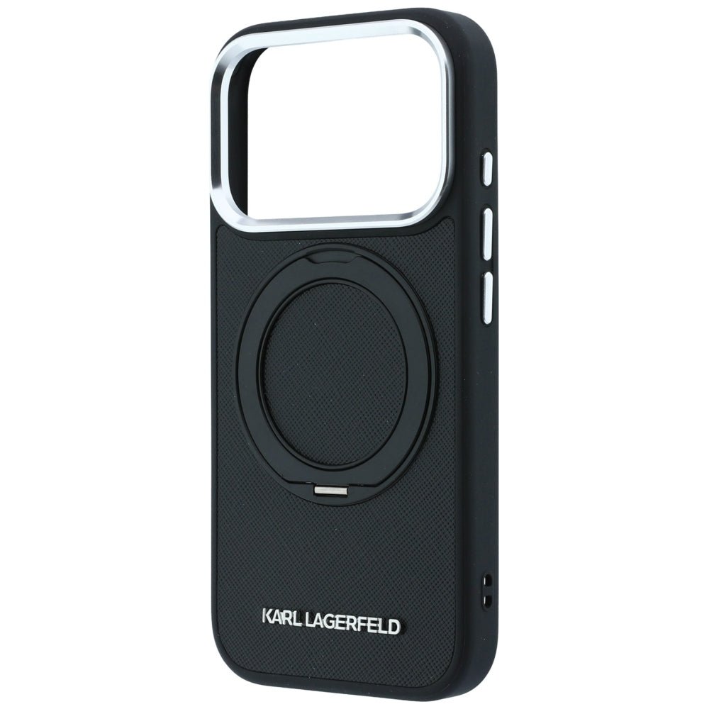 Karl Lagerfeld iPhone 18 Pro Max / iPhone 17 Pro Max - Σκληρή Θήκη με Δαχτυλίδι Συγκράτησης MagSafe - Ring Stand 360 Saffiano - Black