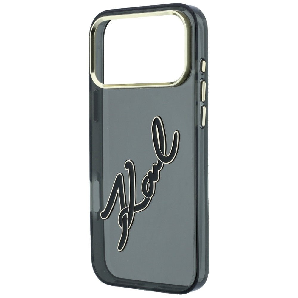 Karl Lagerfeld iPhone 18 Pro Max / iPhone 17 Pro Max - Σκληρή Θήκη με Πλαίσιο Σιλικόνης - IML Big Signature Resin Metal Frame - Black