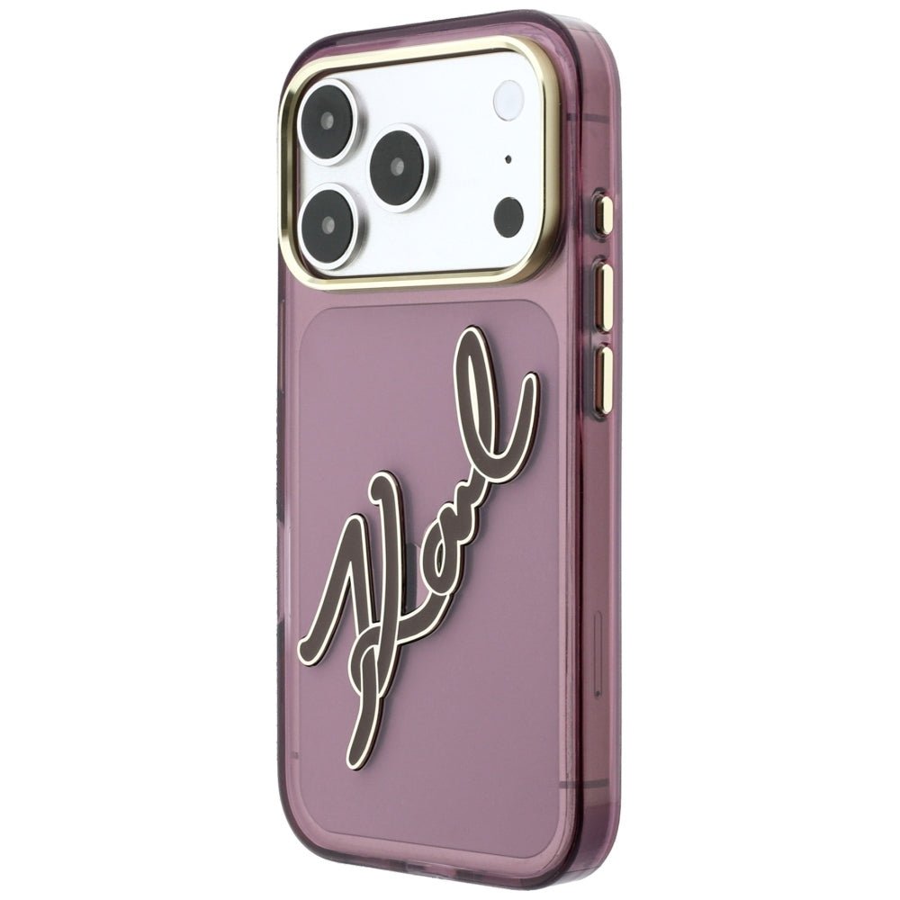 Karl Lagerfeld iPhone 18 Pro Max / iPhone 17 Pro Max - Σκληρή Θήκη με Πλαίσιο Σιλικόνης - IML Big Signature Resin Metal Frame - Burgundy