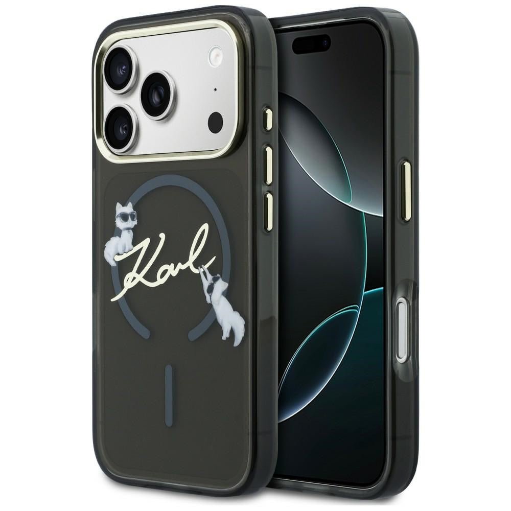 Karl Lagerfeld iPhone 18 Pro Max / iPhone 17 Pro Max - Σκληρή Θήκη με Πλαίσιο Σιλικόνης και MagSafe - Script Logo - Black