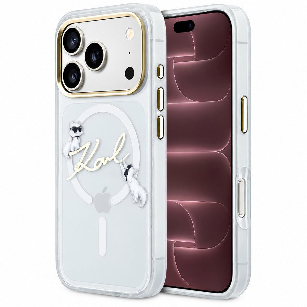 Karl Lagerfeld iPhone 18 Pro Max / iPhone 17 Pro Max - Σκληρή Θήκη με Πλαίσιο Σιλικόνης και MagSafe - Script Logo - Clear