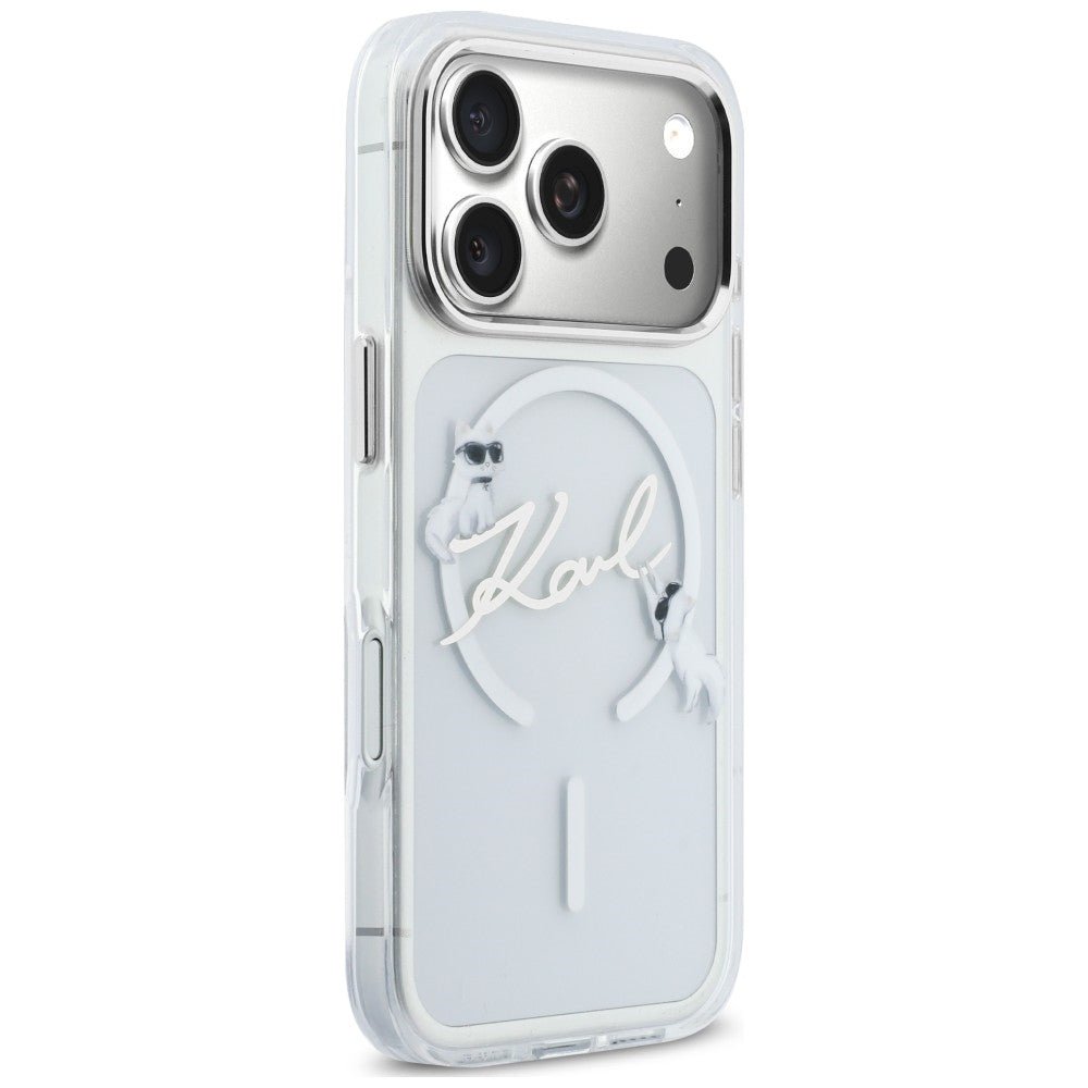 Karl Lagerfeld iPhone 18 Pro Max / iPhone 17 Pro Max - Σκληρή Θήκη με Πλαίσιο Σιλικόνης και MagSafe - Script Logo - Clear