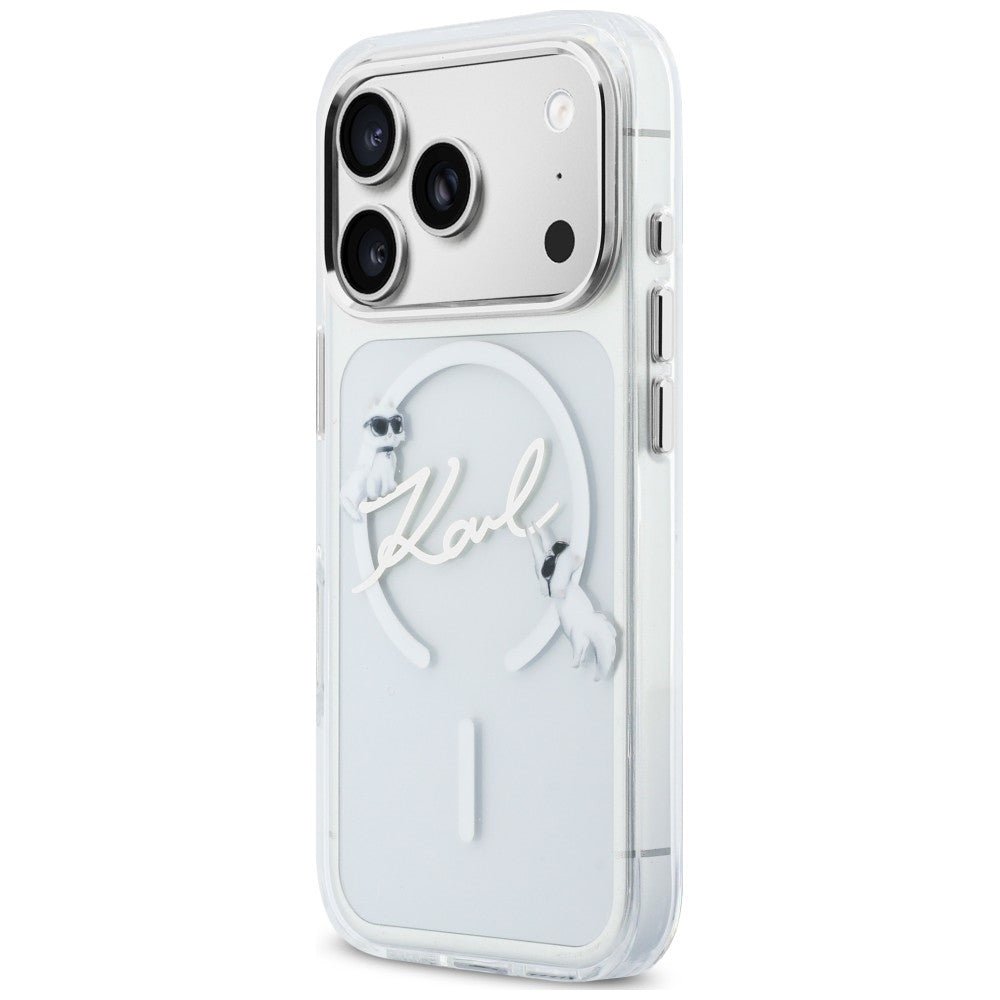 Karl Lagerfeld iPhone 18 Pro Max / iPhone 17 Pro Max - Σκληρή Θήκη με Πλαίσιο Σιλικόνης και MagSafe - Script Logo - Clear