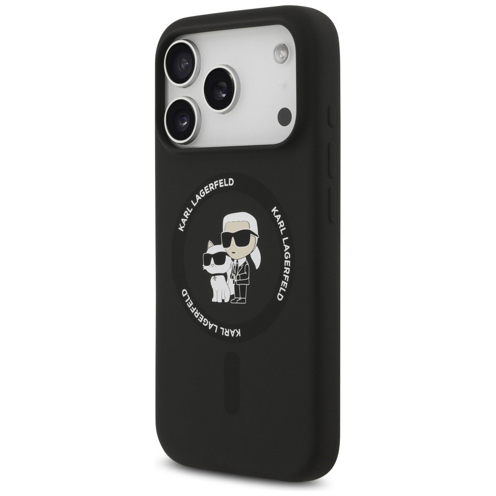 Karl Lagerfeld iPhone 18 Pro Max / iPhone 17 Pro Max - Θήκη Σιλικόνης με MagSafe - Silicone Karl and Choupette Ring - Black
