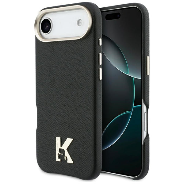 Karl Lagerfeld iPhone Air - Σκληρή Θήκη με Επένδυση Οικολογικού Δέρματος και MagSafe - Karl Head Logo - Black