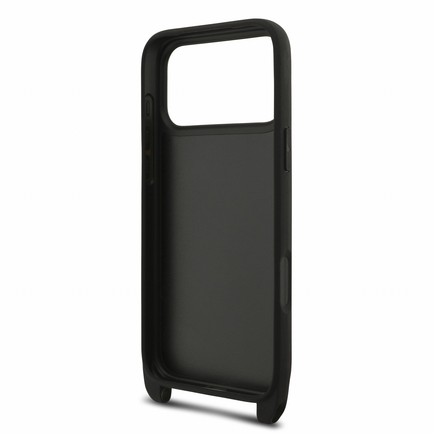 Karl Lagerfeld iPhone 17 Pro / iPhone 18 Pro - Σκληρή Θήκη με Επένδυση Συνθετικού Δέρματος και Πλαίσιο Σιλικόνης - Saffiano Crossbody Strap Metal Karl and Choupette - Black