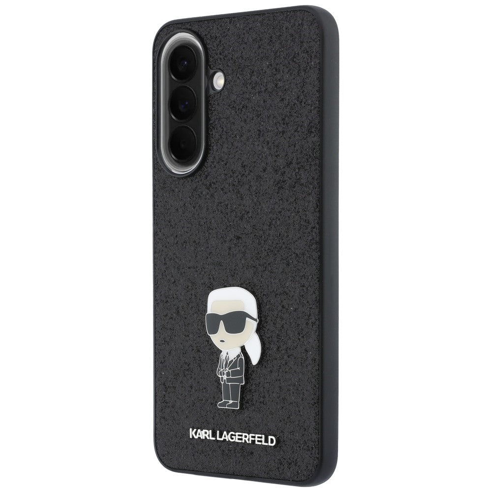 Karl Lagerfeld Samsung Galaxy A37 5G - Fixed Glitter Ikonik Logo Metal Pin - Σκληρή Θήκη με Πλαίσιο Σιλικόνης - Black