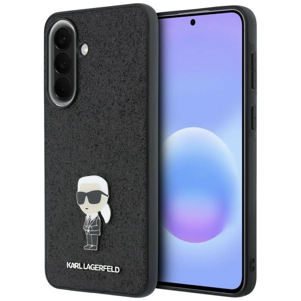 Karl Lagerfeld Samsung Galaxy A57 5G - Fixed Glitter Ikonik Logo Metal Pin - Σκληρή Θήκη με Πλαίσιο Σιλικόνης - Black