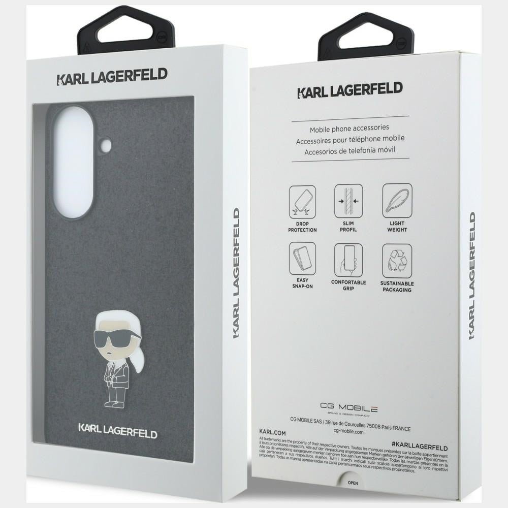 Karl Lagerfeld Samsung Galaxy A57 5G - Fixed Glitter Ikonik Logo Metal Pin - Σκληρή Θήκη με Πλαίσιο Σιλικόνης - Black
