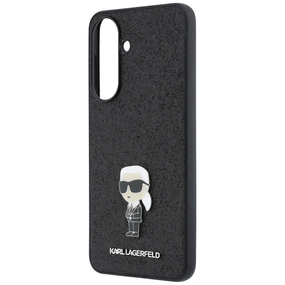 Karl Lagerfeld Samsung Galaxy A57 5G - Fixed Glitter Ikonik Logo Metal Pin - Σκληρή Θήκη με Πλαίσιο Σιλικόνης - Black