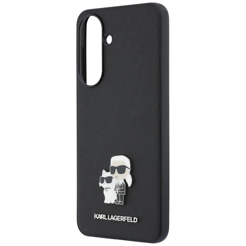 Karl Lagerfeld Samsung Galaxy A57 5G - Σκληρή Θήκη με Επένδυση Συνθετικού Δέρματος - Saffiano w/ Karl and Choupette Metal Logo - Black