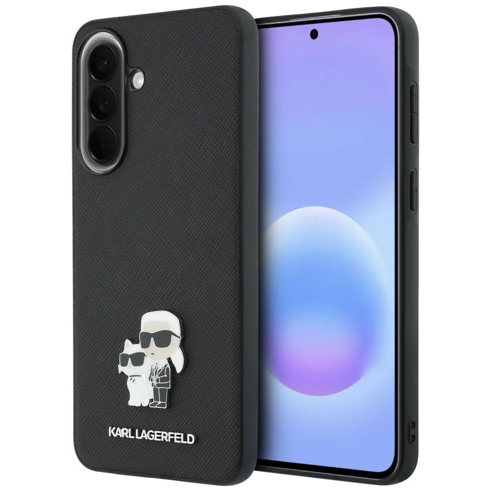 Karl Lagerfeld Samsung Galaxy A57 5G - Σκληρή Θήκη με Επένδυση Συνθετικού Δέρματος - Saffiano w/ Karl and Choupette Metal Logo - Black