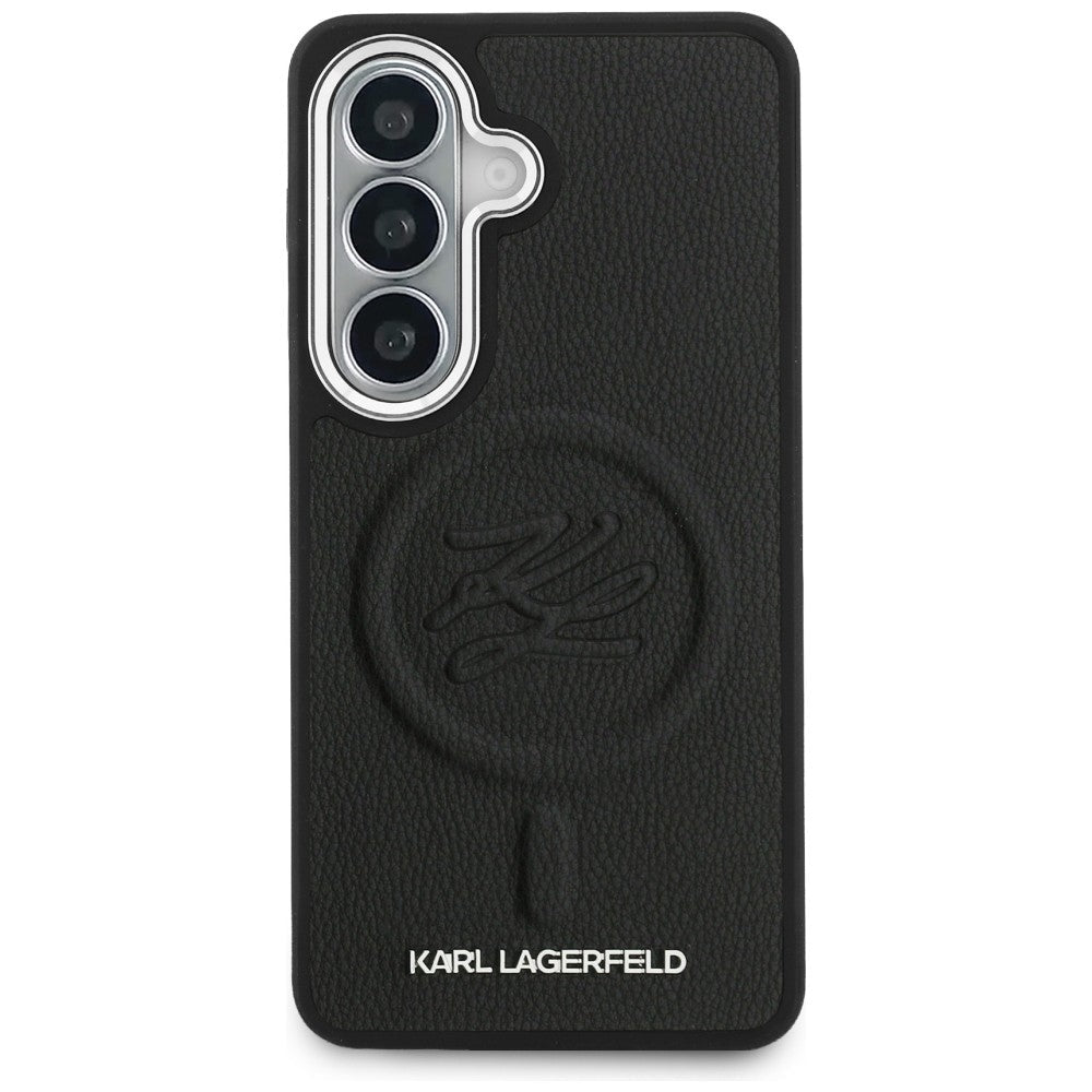 Karl Lagerfeld Samsung Galaxy S26 Plus - Σκληρή Θήκη με Επένδυση Οικολογικού Δέρματος και MagSafe - Embossed Ring Initial and Metal Logo - Black