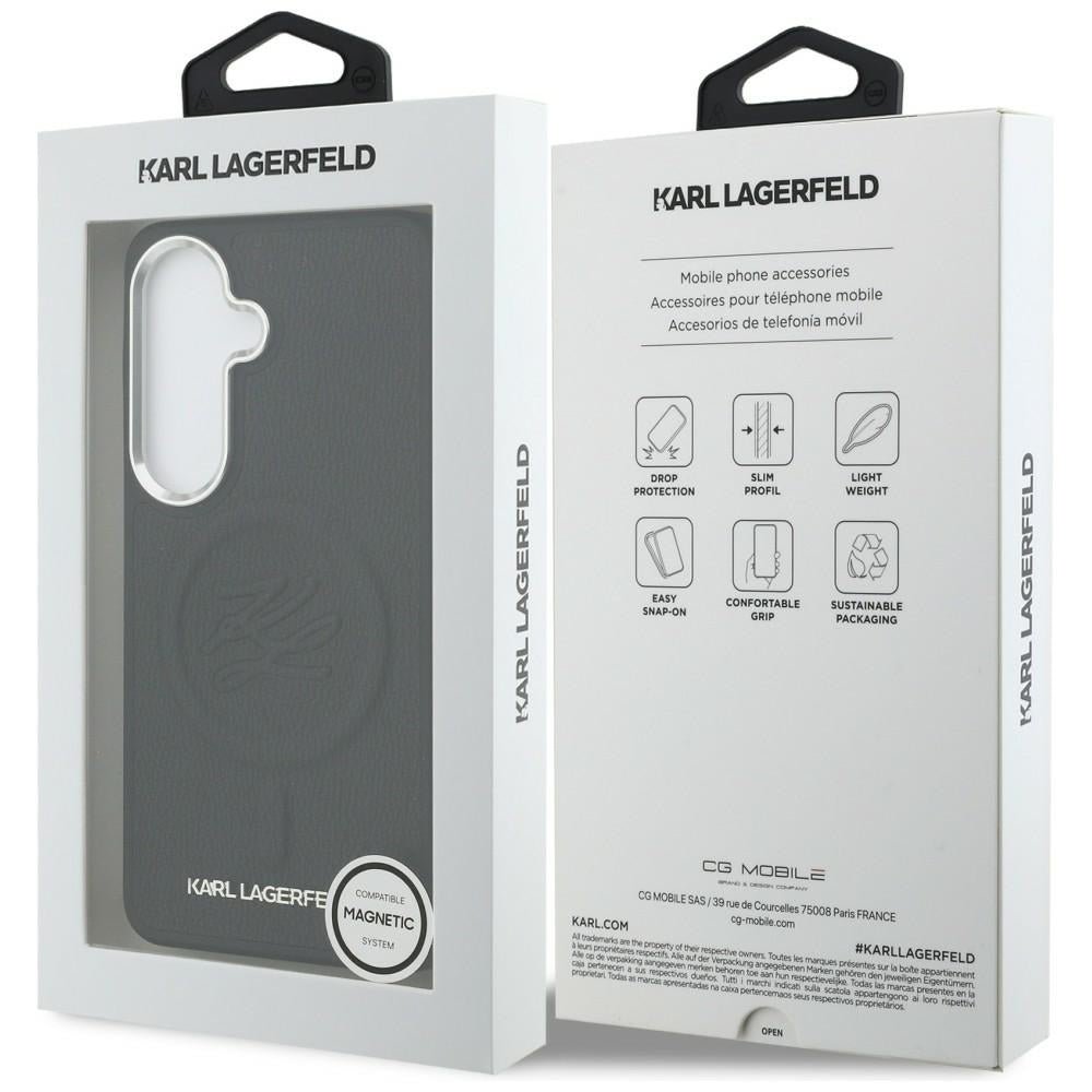 Karl Lagerfeld Samsung Galaxy S26 Plus - Σκληρή Θήκη με Επένδυση Οικολογικού Δέρματος και MagSafe - Embossed Ring Initial and Metal Logo - Black