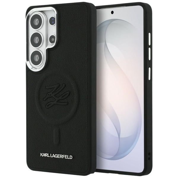 Karl Lagerfeld Samsung Galaxy S26 Ultra - Σκληρή Θήκη με Επένδυση Οικολογικού Δέρματος και MagSafe - Embossed Ring Initial and Metal Logo - Black