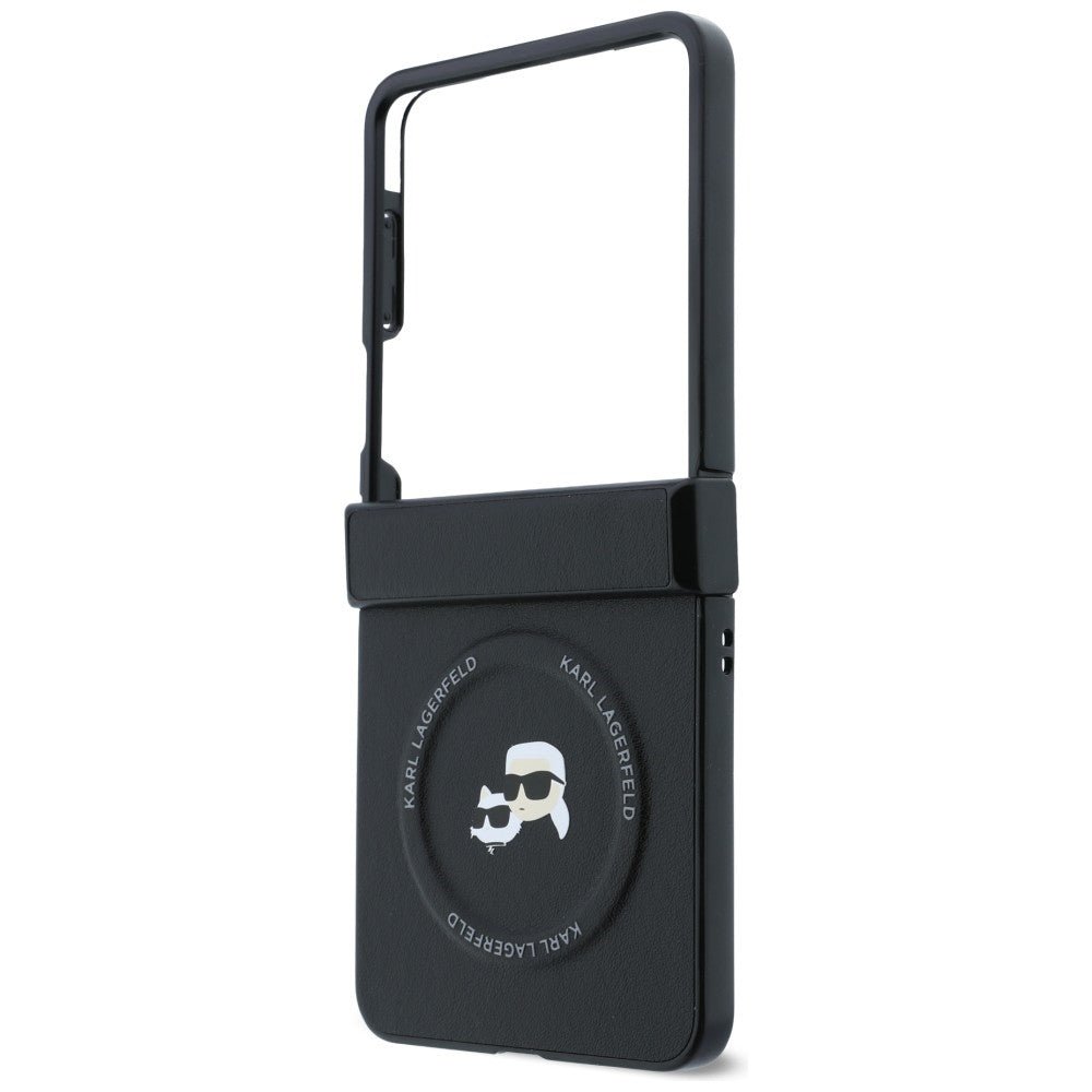 Karl Lagerfeld Samsung Galaxy Z Flip8 - Σκληρή Θήκη MagSafe με Επένδυση Συνθετικού Δέρματος - Karl and Choupette Pins MagSafe - Black