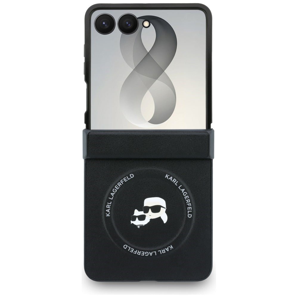 Karl Lagerfeld Samsung Galaxy Z Flip8 - Σκληρή Θήκη MagSafe με Επένδυση Συνθετικού Δέρματος - Karl and Choupette Pins MagSafe - Black