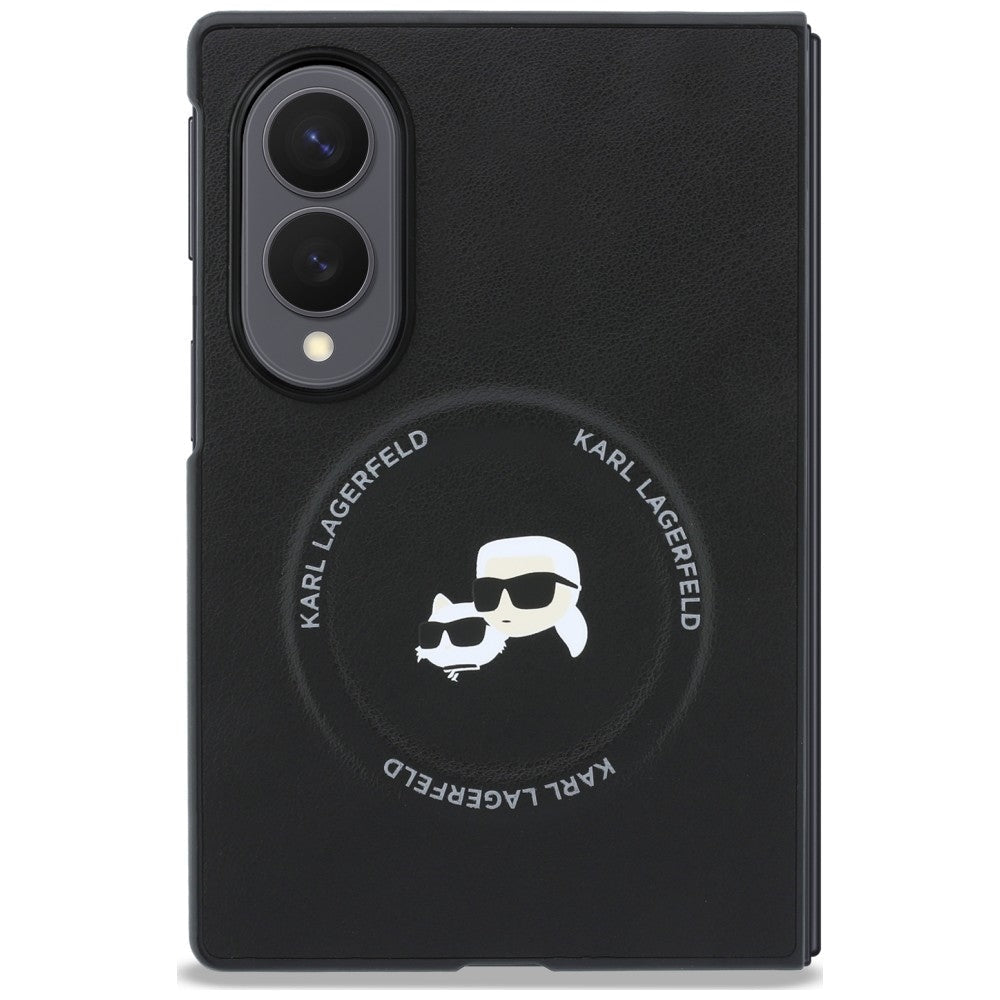 Karl Lagerfeld Samsung Galaxy Z Fold8 - Σκληρή Θήκη MagSafe με Επένδυση Συνθετικού Δέρματος - Karl and Choupette Pins MagSafe - Black